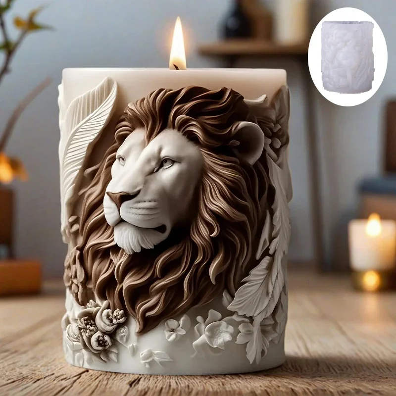 Candle Making Temperature - 3D-Löwenrelief-Kerzenform - Feine Löwenhaar-Nachbildung, hochtemperaturbeständig, leicht