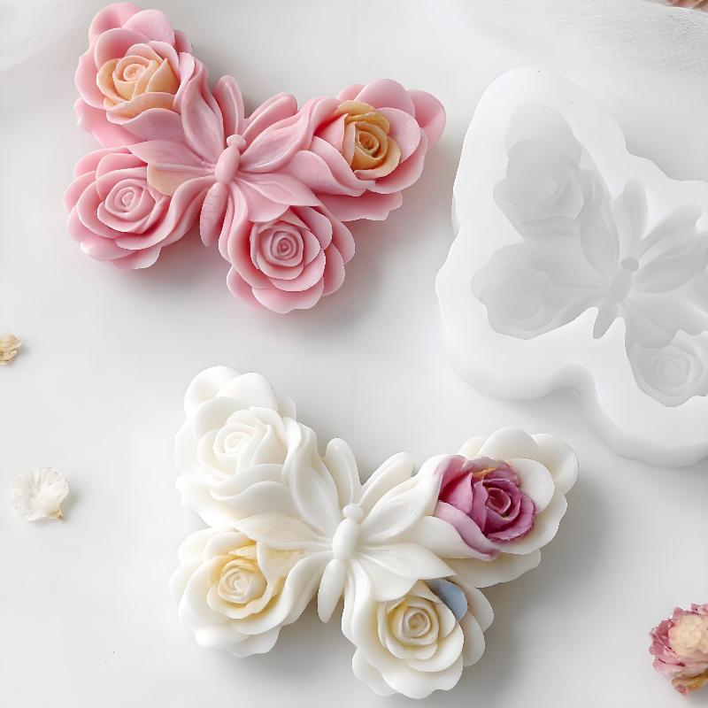 Candle Making Equipment - DIY Rosen-Schmetterling Silikonform Handgemachte Aroma-Kerzen Gips