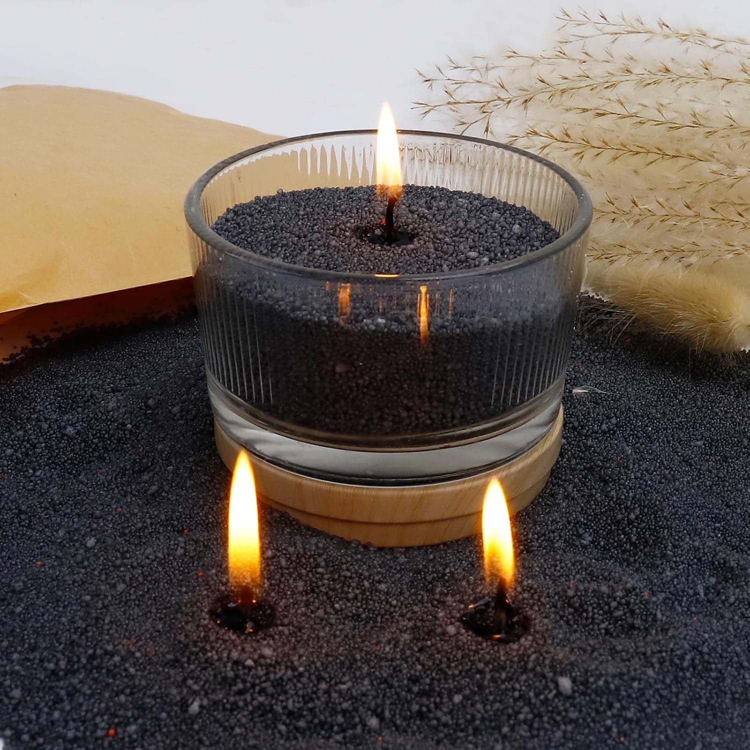 Candle Making Equipment - Schwarzer Kerzensand mit Docht, 200g mit