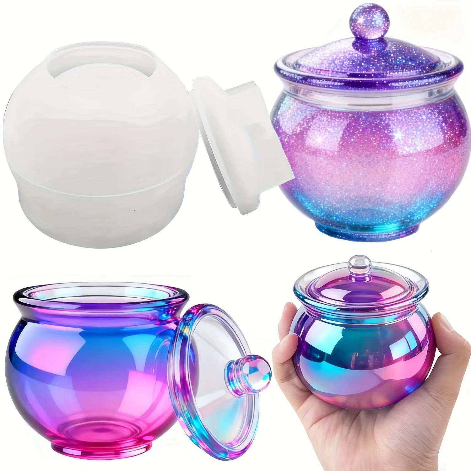 Candle Making Jars - 1 Satz runder Harzdosenformen mit Deckel,