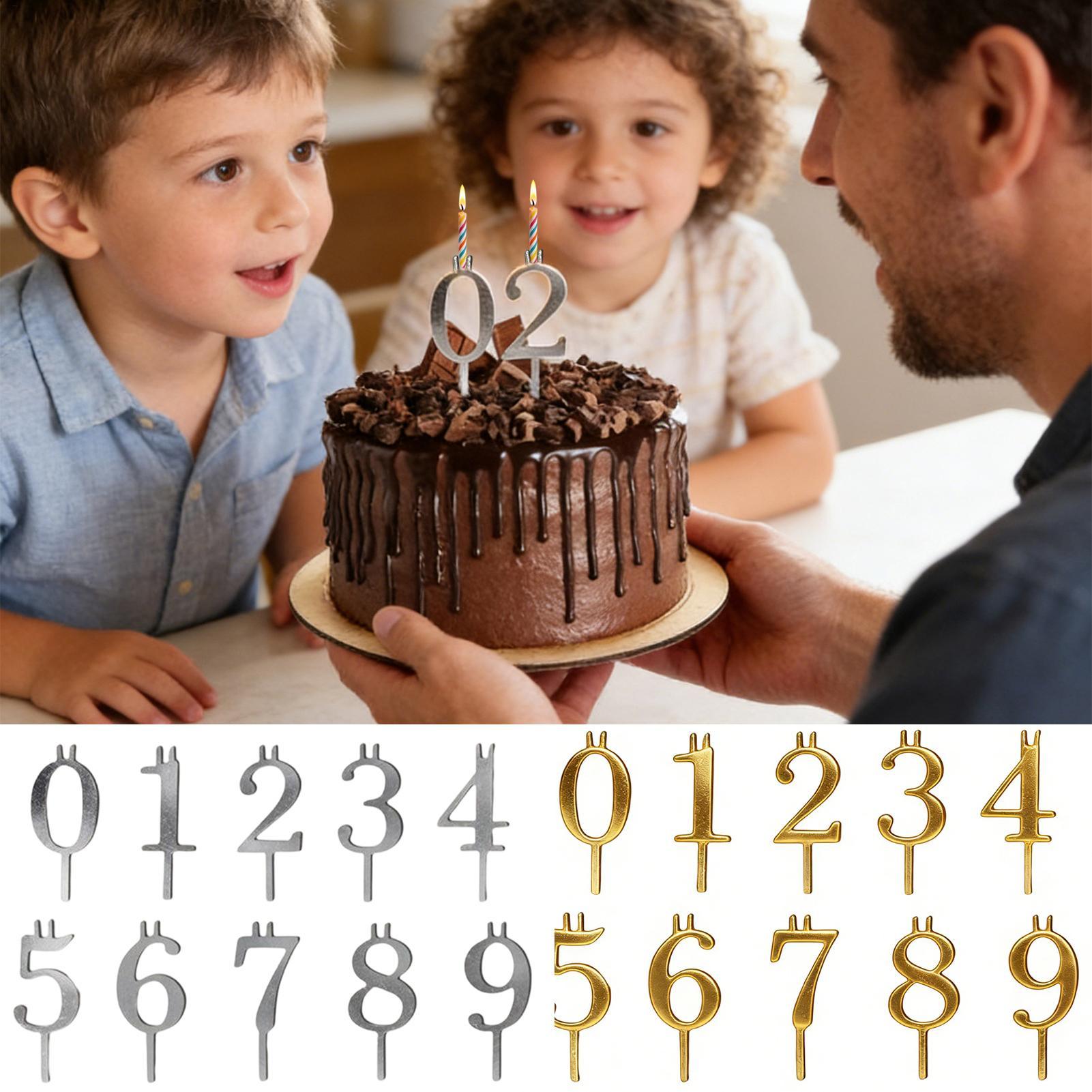 Candle Making Ideas - 10 Stück 0-9 Zahlen-Kuchenaufsätze Metall-Zahlenkerzenhalter-Set Stabile